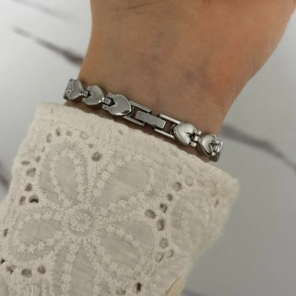 sku0148 Retro Silver Pink dial Heart Charm Women Watch Bracelet + gift box - Picture 4 of 7